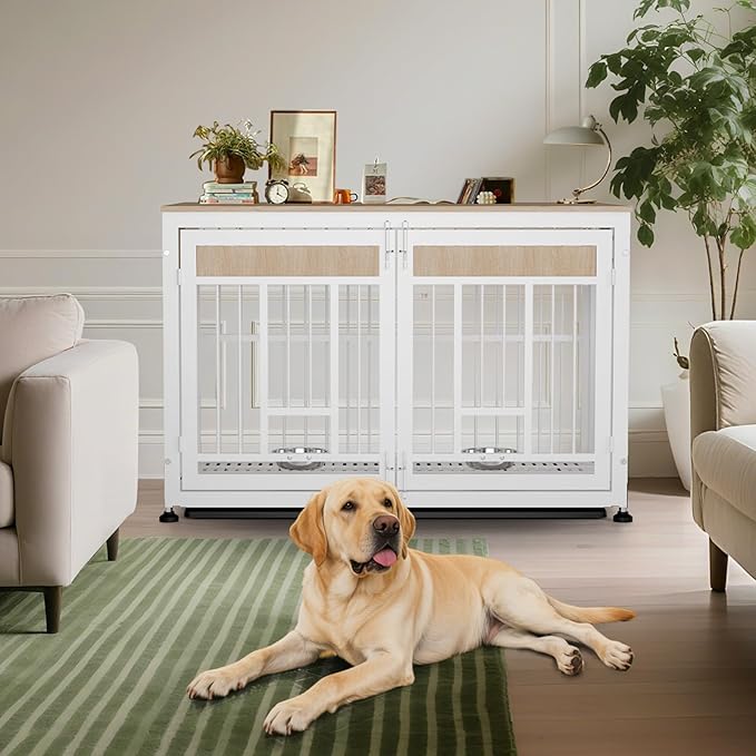 Heavy Duty Dog Crate Furniture for Large Dog, 48 Inch Decorative Pet House End Table, Large Wooden Cage Kennel for Dogs Furniture Indoor