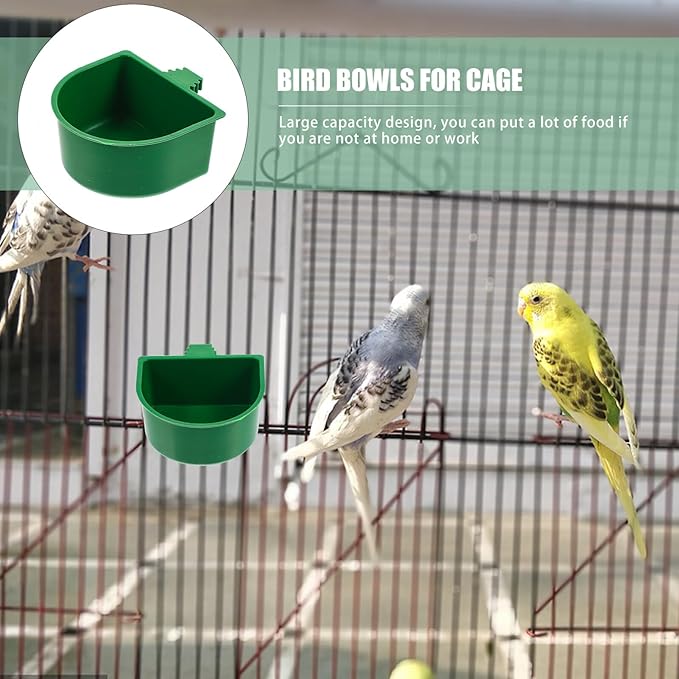 Tofficu 20pcs Bird Cage Food Bowls with Quick-Lock Clips Washable Metal Bird Food Holders for Parrot and Small Animals Universal Feeder and Rabbit Cages