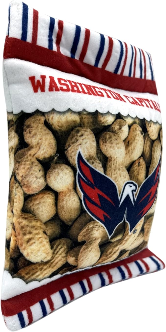 Pets First NHL Washington Capitals Crinkle Fine Plush Dog & Cat Squeak Toy - Cutest Stadium Peanuts Snack Plush Toy for Dogs & Cats with Inner Squeaker and Beautiful Hockey Team Name/Logo