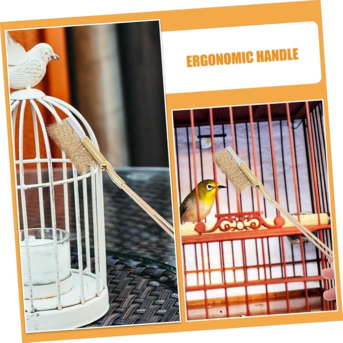 POPETPOP 1set Bird Cage Cleaning Brush Sturdy Steel and Copper Wire Bristles for Deep Scrubbing of Bird Cage Bases and Accessories Ergonomic Handle for Comfortable Use