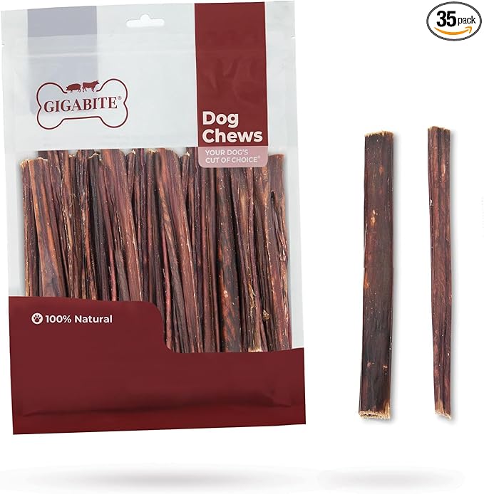 GigaBite Beef Esophagus Dog Treats - Natural Gullet Sticks for Dogs, High Protein Single Ingredient Dog Chews, Rawhide Free Dental Dog Treats for All Dog Breeds - Sticks (6 Inch), Pack of 35