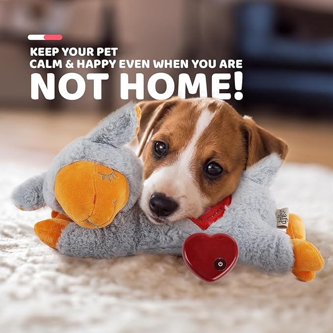ALL FOR PAWS Heartbeat Puppy with Warm Bag for Dogs, Anxiety Relief Stuffed Animals Toy for Dog Sleep Aid, Comfort Snuggling Plush Puppy Toy for Behavioral Training Aid, Grey Sheep
