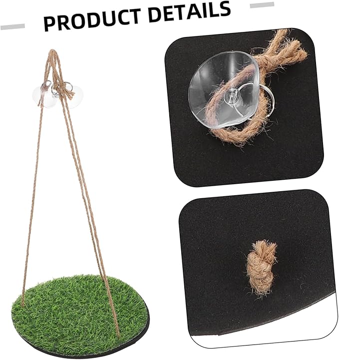 Toddmomy Artificial Grass Parrot Hammock Reptile Climbing Swing Net for Indoor Outdoor Use Bird Cage Accessory for Gecko Lizard and Chameleon