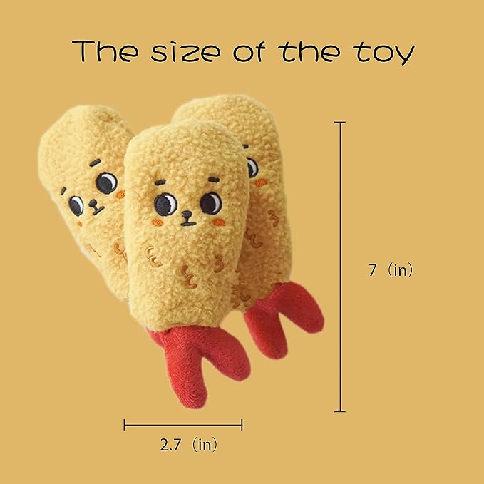 Rustling Squeaky Pet Toys Foodie Fried Shrimp Tempura Toy Interactive Dog Puzzle Plush Chew Toys Hiding Brain Stimulating for Puppy Small Medium Dogs Cats