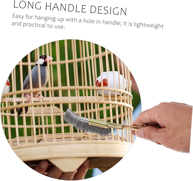 Housoutil 6pcs Cage Cleaning Brushes Handle Wire Brush Cleaner for Parrots Pet Supplies Hanging for Easy Storage and Convenient Use
