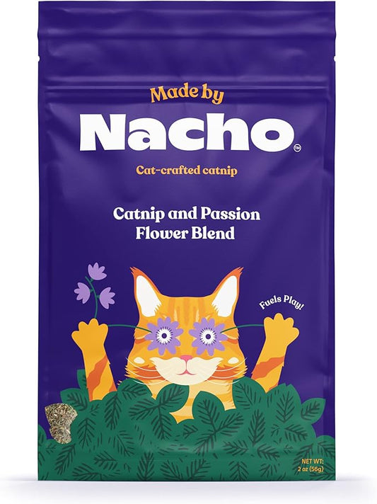 Made by Nacho Catnip by Bobby Flay, Use for refillable cat nip Toys, Catnip Treat for Cats with Passion Flower for Stress Relief (2 Ounce), Limited Ingredients