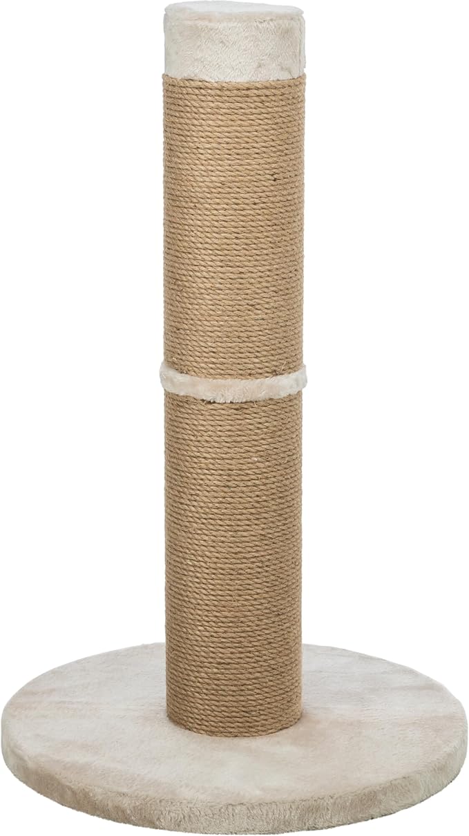 TRIXIE Rue 31.5-in XXL Cat Scratching Post, Thick Indoor Jute Cat Furniture, Plush Base, Beige