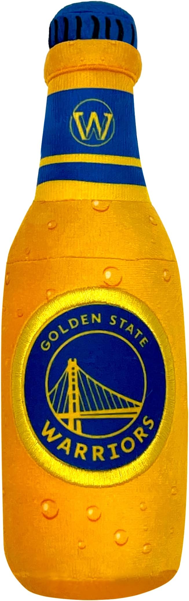 NBA Golden State Warriors Beer Bottle Plush Dog & CAT Squeak Toy - Cutest Stadium SODA Bottle Snack Plush Toy for Dogs & Cats with Inner Squeaker & Beautiful Basketball Team Name/Logo