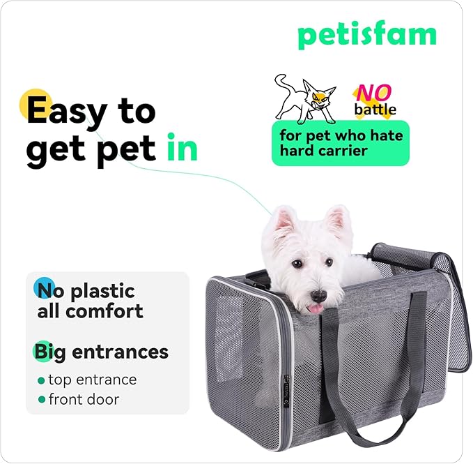 Soft Pet Carrier Bag for Cats and Puppy Under 20 lbs. Sturdy, Safe, Comfortable and Lightweight