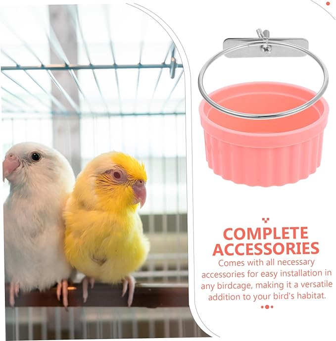Toyvian Stainless Steel Parrot Food Bowl Hanging Feeder Dish for Small Pets Cats Dogs Birds Easy to Clean Nonslip Design Bird Cage Accessory