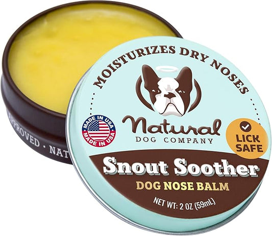 Natural Dog Company Snout Soother Dog Nose Balm – Moisturizing Care for Dry, Crusty, Cracked Noses with Coconut Oil & Shea Butter, Lick Safe Dog Snout Balm for All Breeds - 2 oz Tin