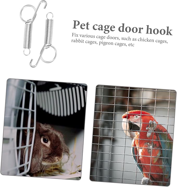 BESPORTBLE 10pcs Rabbit Cage Door Spring Hooks Fixed Hook for Cage Door Multi-Functional