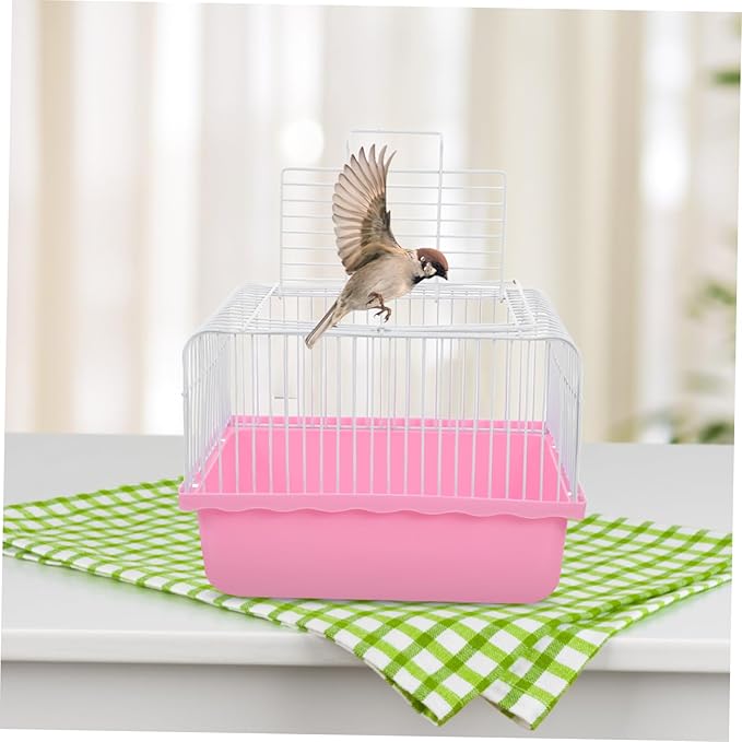 KESYOO Portable Birdcage Bird Carrier Portable Bird Cage Small Cage Mouse Habitat Lightweight Birdcage Small Animal Carrier Pink Abs