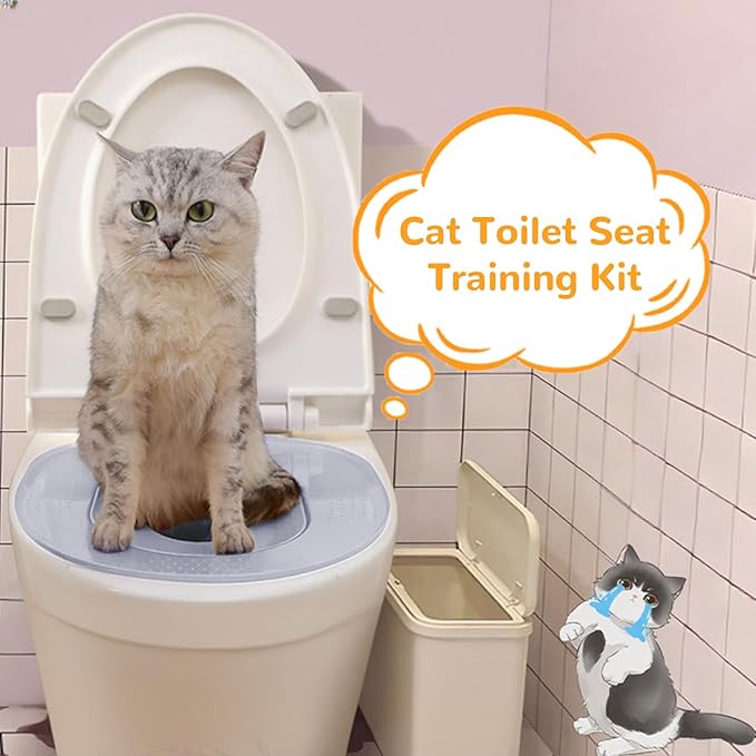 Cat Toilet Trainer Kit - Portable Litter | Reusable Cat Litter Toilet Training Kit with Urinal Potty, Easy to Clean, Ideal for Kittens, Pets, Home, Travel, RV, Apartment & House Use