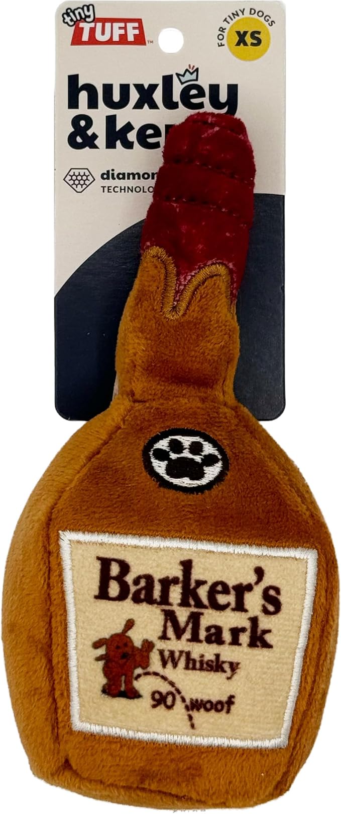 Huxley & Kent Funny Dog Toy w/Squeaker – Power Plush Squeaky Dog Toys for Small Dogs – Durable Small Stuffed Animal for Indoor Play & Fetch - Tiny Tuff Barker's Mark