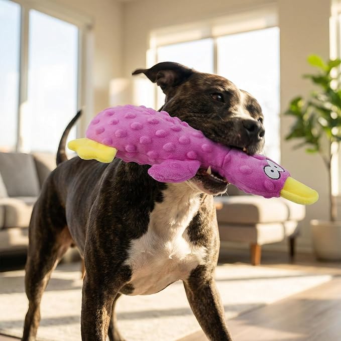 Calming Duck for Dogs, Interactive Squeaky Dog Chew Toy with Built-in Squeaker, Stuffed Duck Dog Squeaky Toy to Keep Them Busy for Small, Medium & Large Dogs Cats