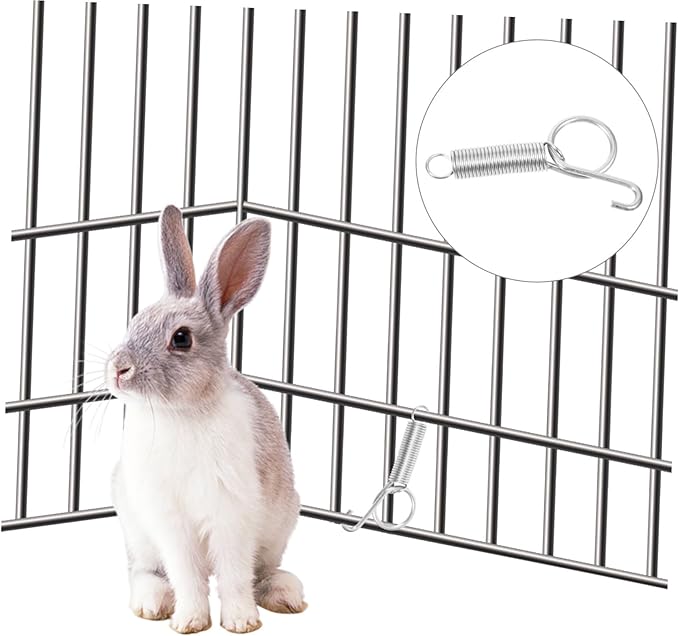 FRCOLOR 30pcs Cage Door Spring Hook High Elastic Material Feeder Hanger for Pigeon Quail and Bird Cages Easy to Install Secure Locking