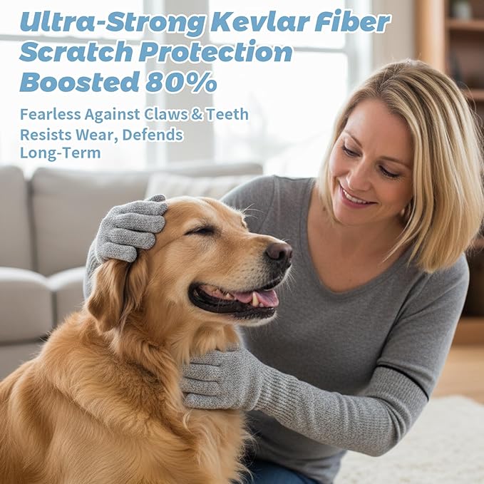 Cat Gloves Bite Proof, Cat Grooming Supplies, 15.74 in Cat Mittens to Prevent Scratching, Extra-Long Durable Bite Resistant Gloves, Bite Proof Gloves for Pet Grooming, Nail Trimming & Arm Protection