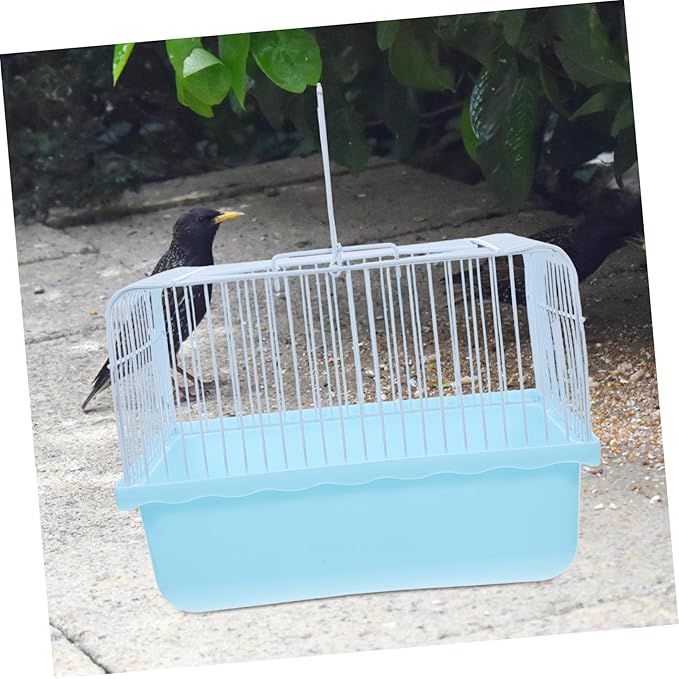 Happyyami Portable Bird Travel Cage for Small Animals Compact Carrier for Parakeets Lovebirds and Cockatiels Transparent Observation Window for Travel and Home Use