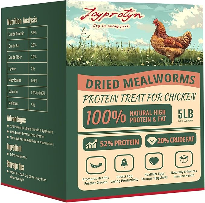 5LB Premium Non-GMO Dried Mealworms for Chickens, Ducks, Wild Birds, Quails & Reptiles High-Protein Natural Treats & Feed