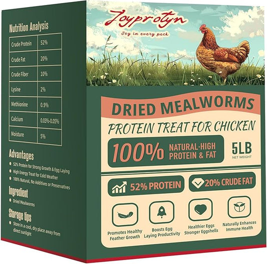 5LB Premium Non-GMO Dried Mealworms for Chickens, Ducks, Wild Birds, Quails & Reptiles High-Protein Natural Treats & Feed