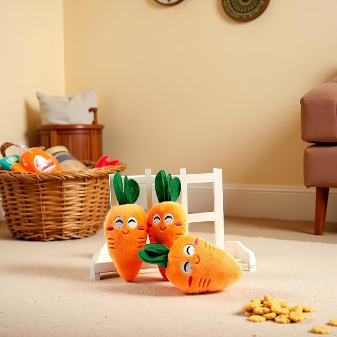 1Pc Orange Carrot Dog Toys, Cute Carrot Plush Chew Squeaker Sound Pet Puppy Supplies Plush Dog and Cat Toys with Multi-Squeaks, Carrot Dog Toy(This product is not suitable for children under 12)