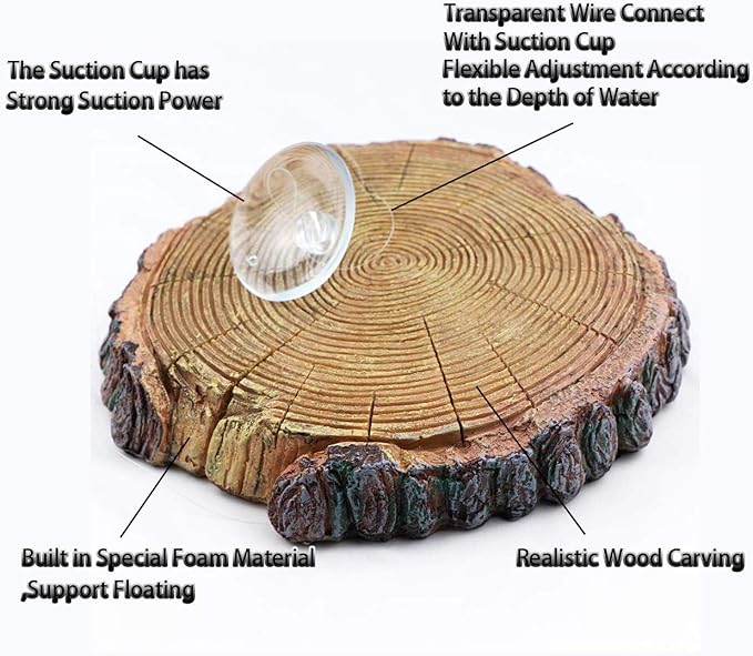 AQUA KT Aquatic Turtle Round Floating Dock Tortoise Bearded Dragon Basking Platform with Suction Cup for Reptile Aquatic Aquarium Decoration