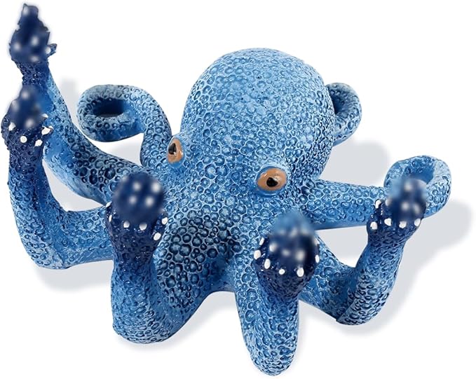 Octopus Aquarium Decorations Glow Fish Tank Decorations Aquarium Accessories for All Kinds of Fish and Aquatic Pets Resin Decorative Octopus Sculpture Garden Decor Ornaments (Blue Octopus)