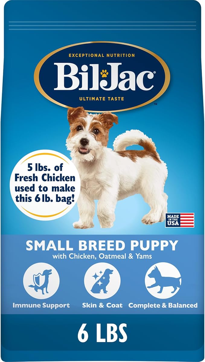 Bil-Jac Small Breed Puppy Dry Dog Food | Chicken | Oatmeal & Yam Recipe | 6 lb