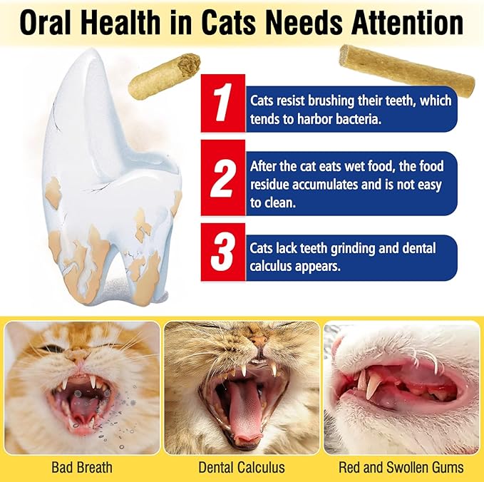 30g Freezed Dried Cat Chew Stick Chicken Flavor, Cat Dental Treats for Freshens Breath and Reduce Tartar, Feline Teething Sticks Cats Treats Snack