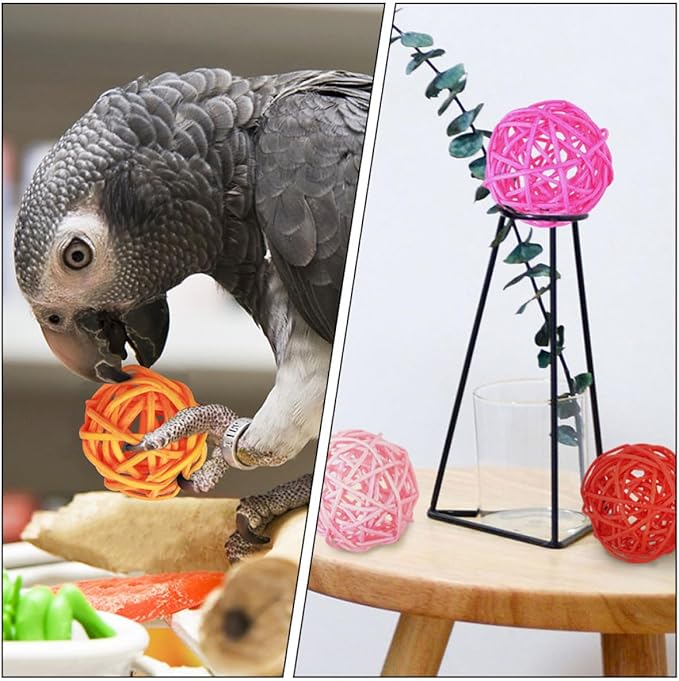 Alasum 20Pcs Rattan Chew Balls for Small Pets Lightweight Hamster Rabbit Guinea Pig Portable DIY Accessories for Bird Cages and Home Decor Random Colors