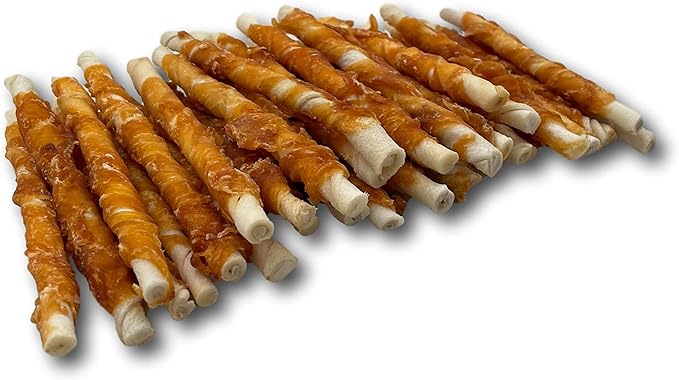 Top Dog Chews - All Natural Chicken Wrapped Rawhide Dog Twists (50 Pack), Natural Chew Sticks for Healthy Teeth and Happy Dogs, Delicious Dog Treats for Canine Dental Care