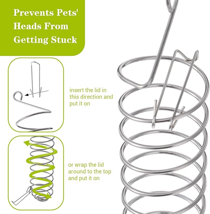 2 PCS Rat Enrichment Toys, Bird Cage Food Holder, 304 Stainless Steel Rat Foraging Toy for Fruit Vegetable Holder, Bird Cage Feeder Foraging Toy for Parakeet, Hanging Rodent Toys Slow Feeder