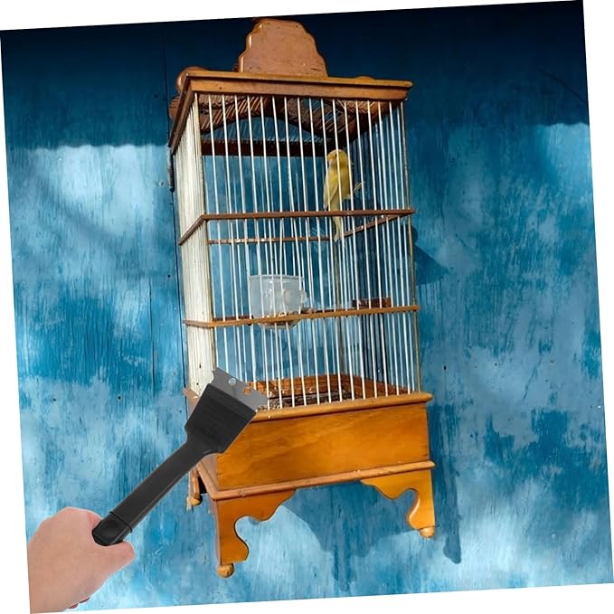 Mipcase Stainless Steel Birdcage Cleaning Brush with Handle and Scraper Accessory for Easy Bird Droppings Removal from Cages and Perches