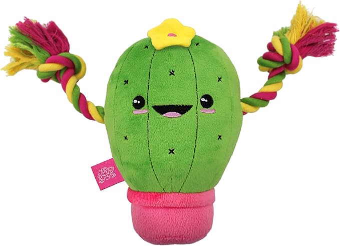Pets First Plush Pet Toy with Rope & Squeaker by LaurDIY Super Cute Dog Cactus Toy