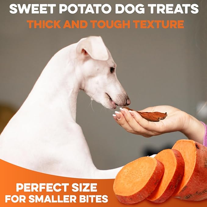 BRUTUS & BARNABY Sweet Potato Dog Treats - Dehydrated Half Slices for Dogs 8 oz - Single Ingredient, Grain Free, Natural Dog Chews, Made in USA