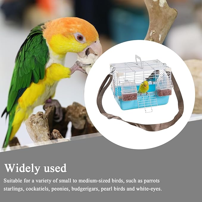 Bird Travel Cage - Portable Small Aviary, Heavy Duty Handle Design, Safe Sturdy Construction, Premium Pet Housing, Top Performance Cage, Cockatiels Budgies Pearl Munias Use 10.63x7.87x7.87 Inches