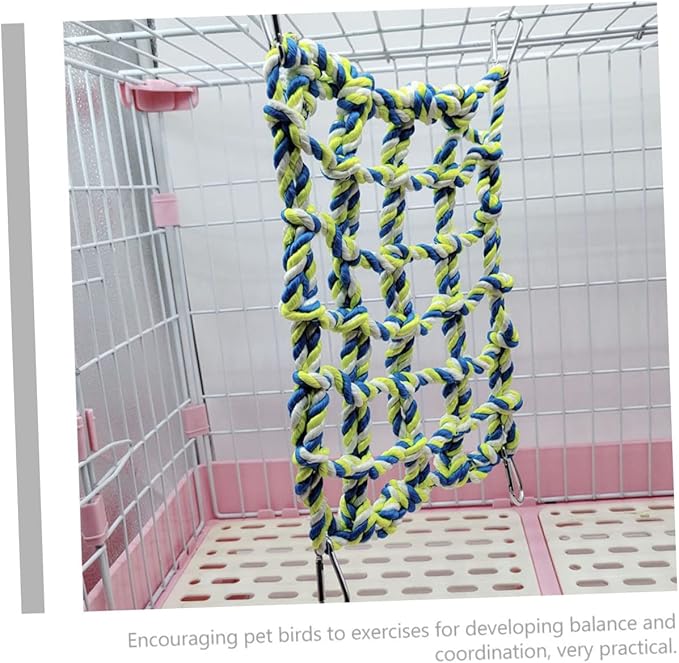 LIOOBO 2Pcs Bird Hammock Net for Parrots Hamsters Portable Hanging Bed Bird Cage Easy to Install Promotes Exercise Coordination for Pets