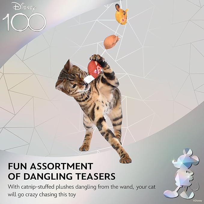 Disney for Pets The Lion King Cat Wand Toy with Catnip,12in Cat Toys | Fun Cat Teaser Wand Toys for Cats Inspired The Lion King with Simba, Timon, Pumbaa Plushes