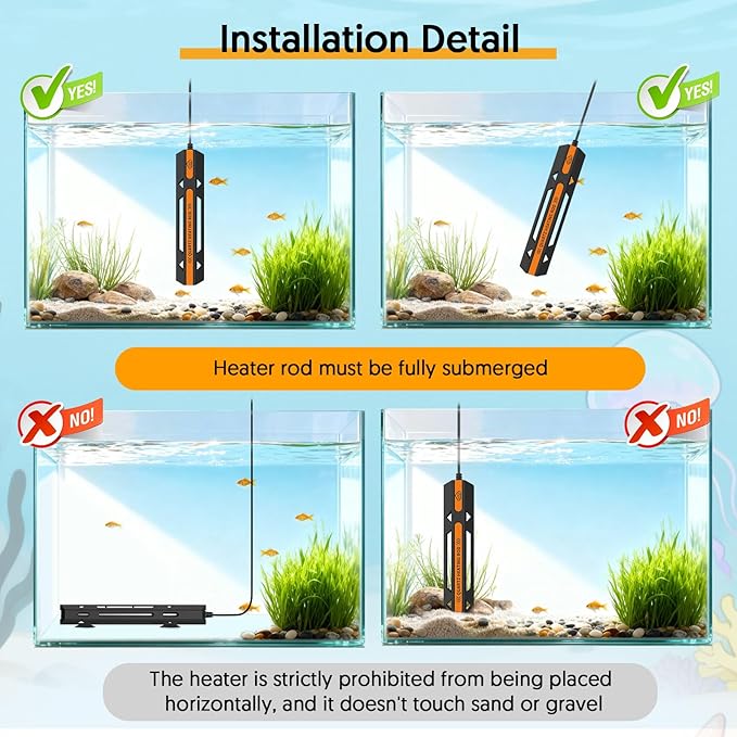 QZQ Aquarium Heater, 500W Fish Tank Heater with Temperature Controller, Leaving Water Automatically Stop Heating, Overheating Protection, Turtle Tank Heater for Freshwater & Saltwater