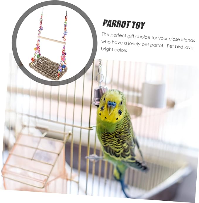 BESPORTBLE 1set Funny Bird Hammock Toy for Cockatiel Parrot Swing Perch Climbing Hammock for Pets Decorative and Comfortable Bird Cage Accessory