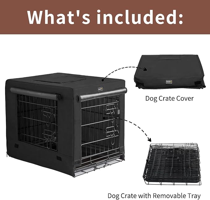 DONORO Dog Crates for Small Size Dogs Indoor Double Door Dog Kennels & Houses for Puppy and Cats, Collapsible Metal Contour Dog Cages (Black, 36.0" L x 23.0" W x 25.0" H)