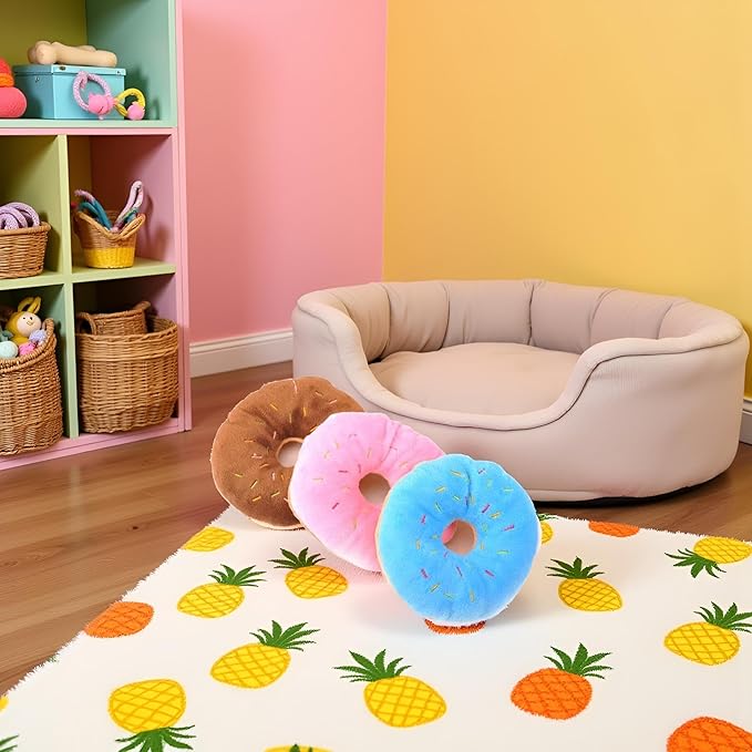 Multicolour Pet Toy Donut-Shape Squeaky Squeaker Puppy Dog Pet Cat Kitten Sound Chews Toy Random Color Sturdy and Practical Simple and Sophisticated Design Pet Supplies