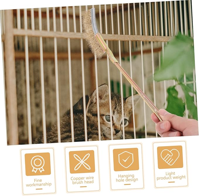 Toddmomy 1set Handle Bird Cage Cleaner Brush Steel Wire Bristles for Efficient Cleaning of Bird Cages Perches Kennels Care Accessory