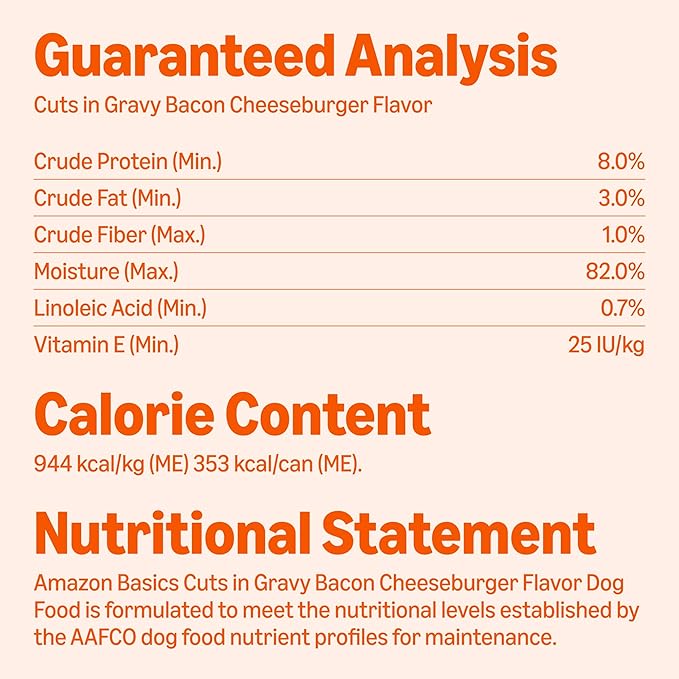 Amazon Basics Wet Dog Food Cuts in Gravy Variety Pack, Bacon Cheeseburger Flavor and Country Stew Flavor, Made with Real Beef and Chicken, 13.2 oz can (6 cans of Each Flavor, 12 cans in Total)