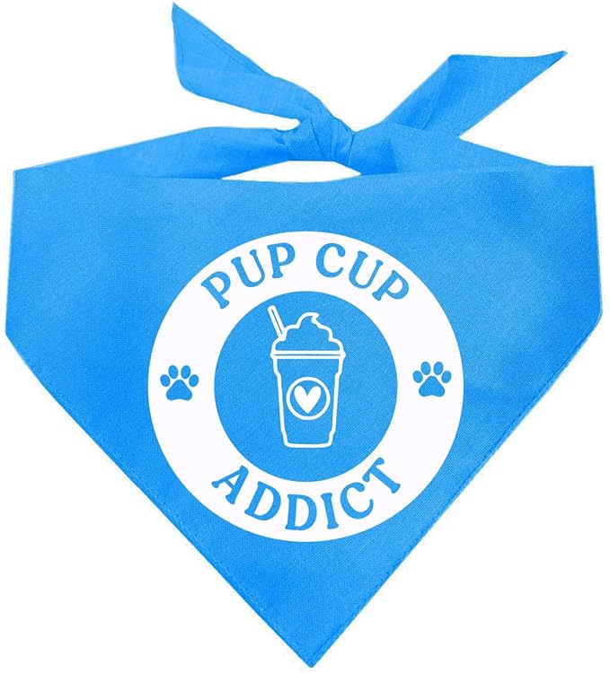 Pup Cup Addict Pupuccino Dog Bandana (Turquoise, XS 1106)