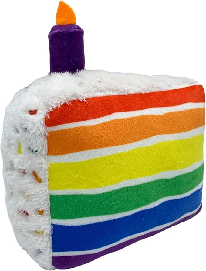 Huxley & Kent Funny Dog Toy w/Squeaker – Birthday Power Plush Squeaky Dog Toys for Small, Medium & Large Dogs – Soft Stuffed Animal for Indoor Play & Fetch - Funfetti Cake, Large