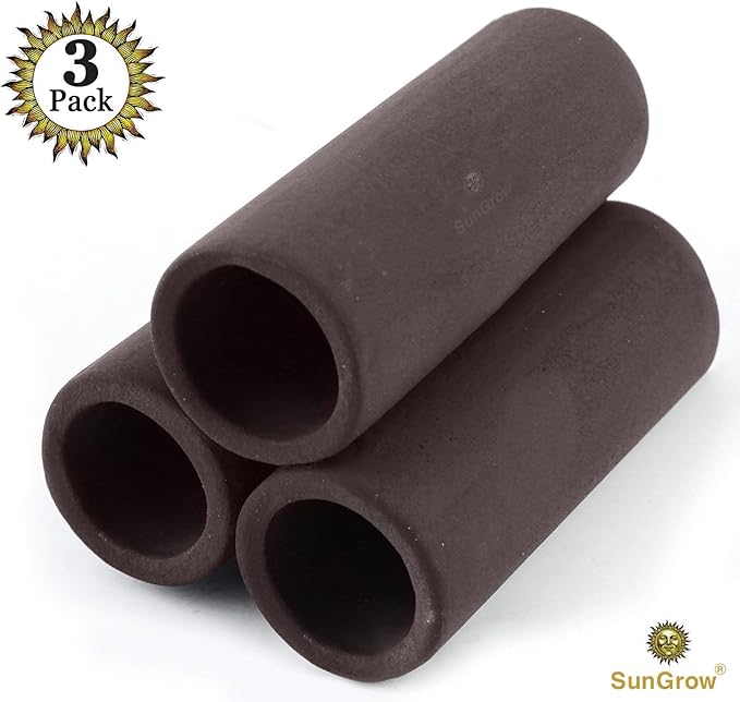 SunGrow Isopod & Shrimp Ceramic Shelters, 2.8 x 1.8 x 0.6 Inches, Small Reptile & Lizard Hiding Cave Connected Tubes, Aquarium Decor