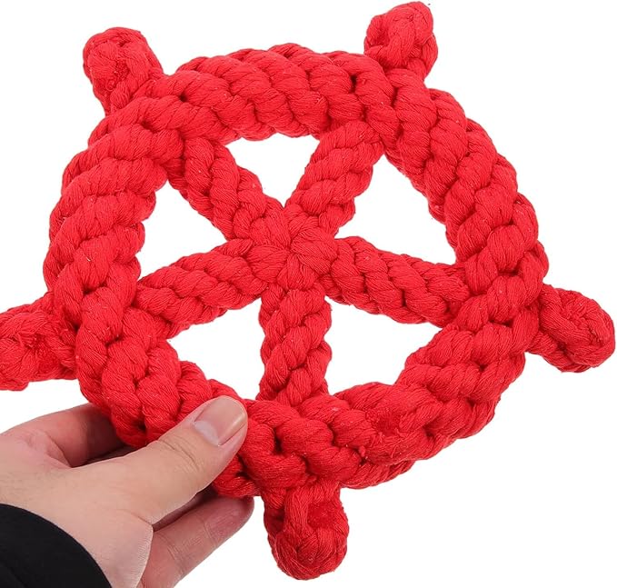 RCFINE Dog Rope Toy Dog Chew Toys Nautical Wheel Shaped Pet Chew Rope Toy Gift for Dog Cat (Blue)