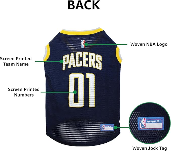 Pets First NBA INDIANA PACERS DOG Jersey, Large - Tank Top Basketball Pet Jersey